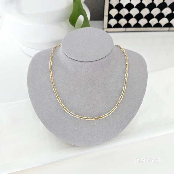 NEW Classic Gold Paperclip Link Chain Necklace - Picture 6 of 8